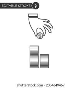 Icono de la moneda de la mano de conteo delgado. Alta calidad y muy adecuado para tu diseño, diseño web, diseño de aplicaciones móviles, etc.