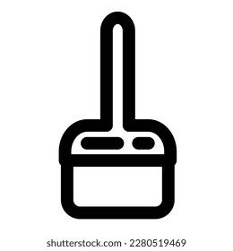 Thin Outline Icon Broom, Besom or Short Brush of Bound Straw. Such Line sign as Cleaning Garbage, Cleanup, Sweeping. Vector Computer Pictograms White Background Editable Stroke.