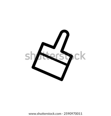 Thin Outline Icon Broom, Besom or Short Brush of Bound Straw Near a Pile of Garbage. Such Line sign as Cleaning Garbage, Cleanup, Sweeping. Vector Computer Pictograms White Background Editable Stroke.