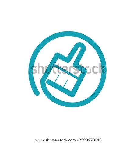 Thin Outline Icon Broom, Besom or Short Brush of Bound Straw Near a Pile of Garbage. Such Line sign as Cleaning Garbage, Cleanup, Sweeping. Vector Computer Pictograms White Background Editable Stroke.