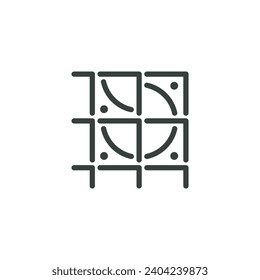 Thin Outline Icon Ceramic Tiles. Such Line sign as decorative tile. Vector Computer Isolated Pictograms for Web on White Background Editable Stroke.