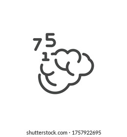 Thin Outline Icon Human Memory, Counting Or Mathematical Calculating. Such Line Sign As Human Brain And Numbers. Vector Computer Isolated Pictograms EPS 10 For Web On White Background Editable Stroke.