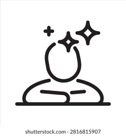 Thin Outline Icon Human and Mind. Such Line sign as Logical Thinking, Think Process, Phantasy or Imagination. Vector Computer Isolated Pictograms for Web and App on White Background Editable Stroke.