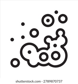 Thin Outline Icon Mould Spores, Mold Damage, Mildew or Fungus. Such Line Sign as Mold Bacteria Removal, Moldy Remediation. Vector Isolated Pictogram on White Background Editable Stroke.