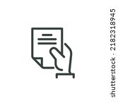 Thin Outline Icon Sheet of Paper or Document in a Person