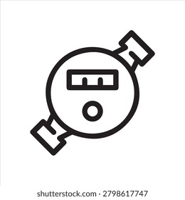 Thin Outline Icon Water Meter, Hydrometer, Water gauge. Such Line Sign as Water Supply, Meter Readings. Thin Vector Isolated Pictograms for Web on White Background Editable Stroke.
