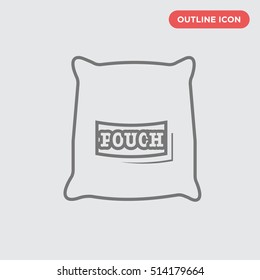 Thin outline of sack vector icon on white background, isolated