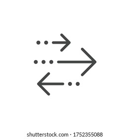 Thin Outline Transactions Icon. Such a Line sign as Transaction and Exchange or Transfer, Arrows Left and Right. Vector Computer Custom Pictograms EPS 10 for Web on White Background, Editable Stroke.