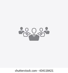 Thin outline vector gray team icon on white background, managers