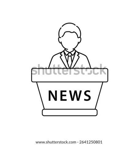 Thin outline vector icon for news anchor