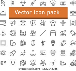 Thin outline vector icon set with dots - angel vector, Christmas bell, Disinfection service, Web Link, Business opportunity, Pin, Aspect Ratio, coding, Creative people, trowel, coach, main dish