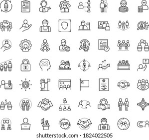 Thin Outline Vector Icon Set With Dots - Successful Woman Vector, Hr Department, Planning, Outsourcing, Human Resour Es, Policies, Services, Solutions, Questions, Audience Targeting, Target, Builder