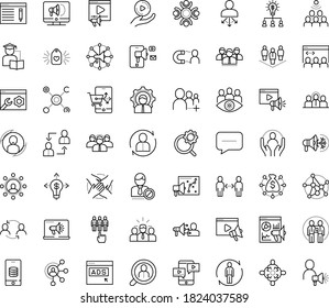 Thin outline vector icon set with dots - social distancing vector, cooperation, Human Resources, permanent recruitment, Resour es, employee relations, hr recruiter, SEO copywriting, Video marketing