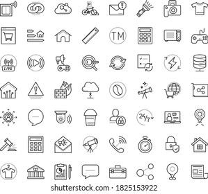 Thin Outline Vector Icon Set With Dots - Bucket Vector, Outsourcing, Keyword, Spam, Web Link, Computer Based Training, Trademark, Calculator, Video Streaming, Live Event, Games, Astronomy, Clothes