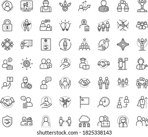 Thin Outline Vector Icon Set With Dots - Social Distancing Vector, Self Isolation, Wash Hands, Winner, Champion, Successful Woman, Referral, Hr Consulting, Job Interview, Outsourcing, User, Learning