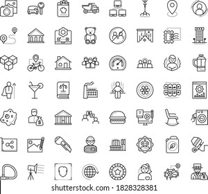 Thin outline vector icon set with dots - chills vector, avoid contacts, teddy bear, Car rental, Photo services, User, Website optimization, Blended Learning, Investor, Deep, Cutter knife, Bandwidth