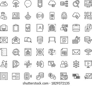 Thin Outline Vector Icon Set With Dots - Referral Vector, Hr Software, Translation Service, SEO, Web Analytics, Search Optimization, Mobile Marketing, Pay Per Click, Self Learning, Online Library