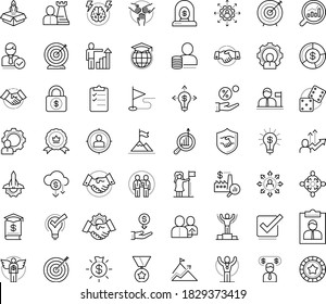 Dünne UmrisskVektorsymbol mit Punkten - Erfolgsvektorsymbol, Gewinner, Erfolge, Erfolge, Champions, Ziel, Karrierewachstum, Zusammenarbeit, Medal, erfolgreiche Frau, Überweisung, Outsourcing, ihre Strategie, Partnerschaft