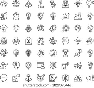 Thin outline vector icon set with dots - tactics vector, hr strategy, Social media marketing, Creative campaign, solutions, Game based Learning, Entrepreneurship, Business incubator, Entrepreneur