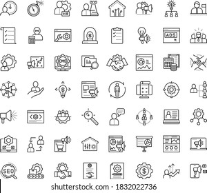 Thin Outline Vector Icon Set With Dots - Hr Manager Vector, Department, Planning, Consulting, Software, Human Resour Es, Employee Relations, Strategy, SEO, Target Keywords, Digital Marketing, CMS