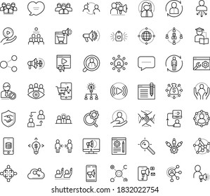 Thin outline vector icon set with dots - social distancing vector, cooperation, Human Resources, permanent recruitment, Resour es, employee relations, Target keywords, Search optimization, campaign