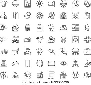 Thin outline vector icon set with dots - hr policies vector, services, Car repair service, Laundry, rental, Delivery, Target keywords, Audience targeting, Search optimization, Email marketing, suit