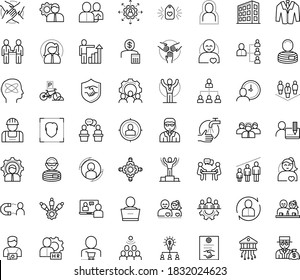 Thin Outline Vector Icon Set With Dots - Self Isolation Vector, Wash Hands, Winner, Champion, Career Growth, Teamwork, Human Resources, Referral, Hr Manager, Planning, Outsourcing, User, Audience