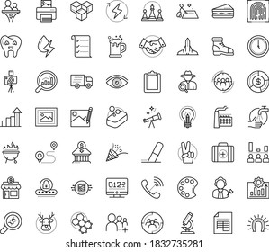 Thin outline vector icon set with dots - wash hands vector, elk, victory, growth, celebration, vision, Delivery service, Audience targeting, Target, Small business, Eraser, Clipboard, palette, Chess