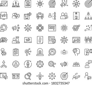 Thin outline vector icon set with dots - goal vector, tactics, referral, hr planning, consulting, permanent recruitment, outsourcing, human Resour es, policies, solutions, strategy, Search engine