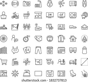 Thin outline vector icon set with dots - Christmas vector, Car repair service, Affiliate marketing, Video training, AI Pattern, Chat Bot, Robot, streaming, Livestream, media player, 4K, Aspect Ratio