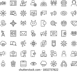 Thin Outline Vector Icon Set With Dots - Self Isolation Vector, Teamwork, Referral, Translation Service, Search Engine, Web Link, Creative Campaign, Affiliate Marketing, Audio Conference, Leadership