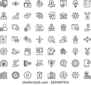 Dünne Vektorsymbol mit Punkten - Wachstumsvektor, Video-Marketing, Kosten pro Klick, Budget, Pay, Solutions, Angel Investor, Unternehmer, Business Education, Gelegenheit, Projekt, Mieteinlagen