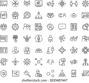 Thin outline vector icon set with dots - social distancing vector, teamwork, cooperation, permanent recruitment, human Resour es, employee relations, hr recruiter, SEO copywriting, Target keywords