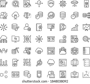 Thin outline vector icon set with dots - growth vector, hr manager, Search engine, Marketing research, Presentation, analytics, Website optimization, Business Planning, Algorithm, Clustering, Folder