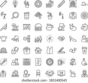 Thin outline vector icon set with dots - stay hydrated vector, hr strategy, Partnership, Priority, Pencil, Magnifier, and ruler, Stamps collecting, woman shoes, vest, suit, t shirt, handshake, home