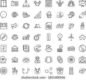 Thin outline vector icon set with dots - snowman vector, Santa gloves, elk, Car rental, Calculator, commerce solutions, testing, Knowledge, Photography, jumper, tools, window, team, sandwich, Sheet