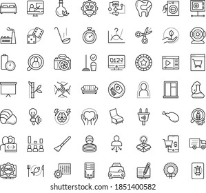 Thin outline vector icon set with dots - self isolation vector, christmas wreath, permanent recruitment, hr services, Cleaning service, Delivery, Taxi, Creative campaign, Online Training, Algorithm