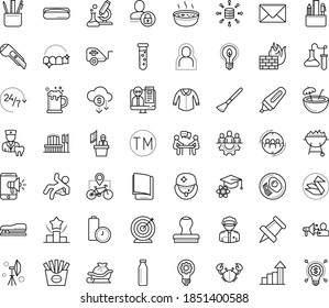 Thin outline vector icon set with dots - self isolation vector, santa sleigh, goal, growth, teamwork, Mobile marketing, Audience targeting, Ranking, electronic Book, Webinar, Trademark, Stationery