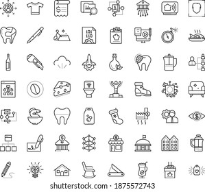Thin outline vector icon set with dots - christmas stocking vector, winner, hr planning, outsourcing, Blended Learning, Small business, Algorithm, Autonomous, AI Pattern, Architecture, Pen, t shirt