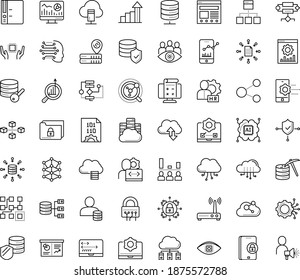 Thin outline vector icon set with dots - growth vector, hr manager, Web analytics, Marketing research, Website optimization, Business Planning, Machine learning, Algorithm, AI Architecture, Folder