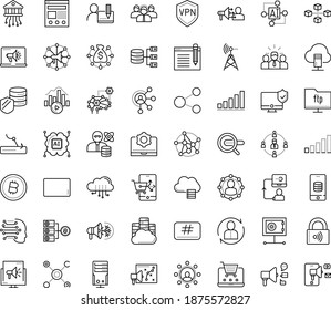 Thin outline vector icon set with dots - Human Resources vector, Search engine, Digital marketing, Affiliate, Business networking, Leadership, Machine learning, AI Pattern, Deep, Bitrate, software