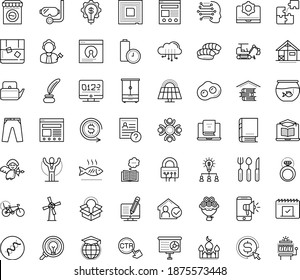 Thin outline vector icon set with dots - stay home vector, champion, hr questions, Mobile marketing, Cost per click, Presentation, Distance Learning, Online library, Global education, Machine, blog