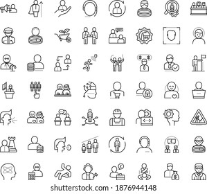 Thin outline vector icon set with dots - headache vector, sneezing, cough, success, Human Resources, area of specialization, hr department, job interview, Resour es, employee relations, services