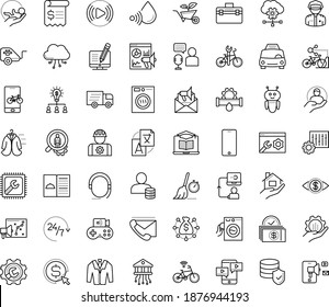 Thin outline vector icon set with dots - hr services vector, Plumbing service, Repair, Delivery, babysitting, Real estate, Translation, Taxi, Garden, Computer, Cost per click, Email marketing, blog