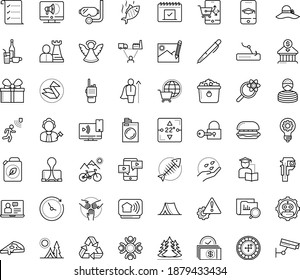 Thin outline vector icon set with dots - angel vector, seeds, hr strategy, Laundry service, Computer Based Training, Self learning, Mobile, Pen, Binder clip, Video blog, Adaptive Streaming, Diving