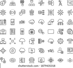 Thin outline vector icon set with dots - cooperation vector, hr recruiter, Web Link, Mobile marketing, Blog management, Affiliate, Leadership, Machine learning, AI Pattern, Video streaming, Camera