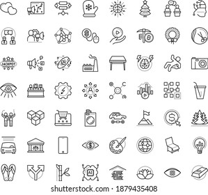 Thin outline vector icon set with dots - Santa gloves vector, christmas wreath, tree, attainment, Electrical service, Laundry, Car wash, Hairdressing salon, Social media marketing, Cost per click