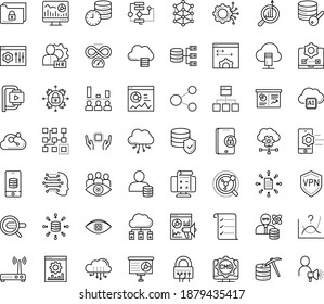 Thin outline vector icon set with dots - hr manager vector, Search engine, Web analytics, Marketing research, Presentation, Website optimization, Business Planning, Machine learning, Algorithm, CMS