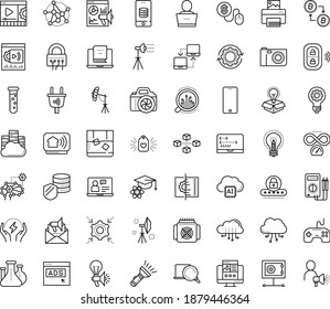 Thin outline vector icon set with dots - Electronics repair vector, Landing page, Creative campaign, Email marketing, Pay per click, analytics, Computer Based Training, Online library, Deep learning