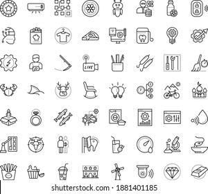 Thin outline vector icon set with dots - elk vector, innovation, Scythe, Electrical service, Website optimization, Blended Learning, Productivity, Artificial Intelligence, Deep, Clustering, AI Robot